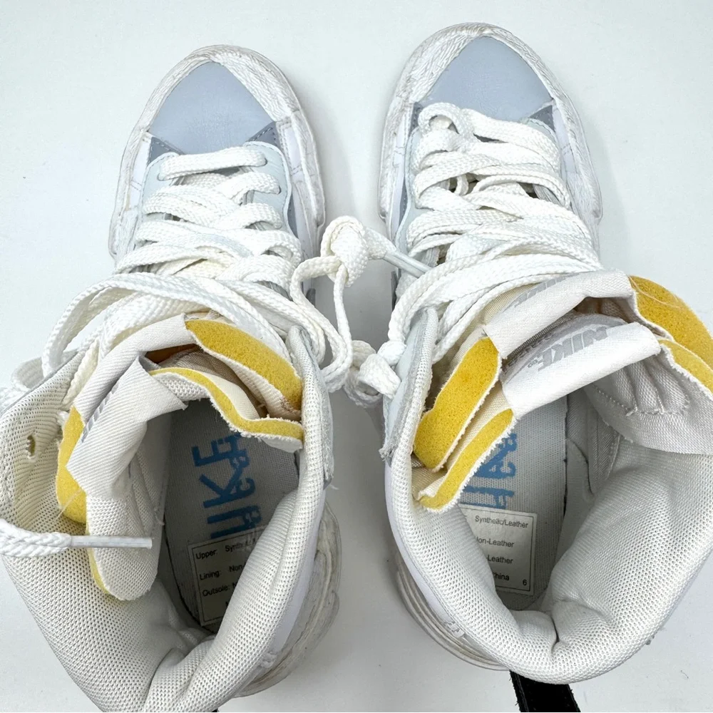Nike sacai x Blazer Mid White Grey Tennis Shoe Sneakers - Picture 6 of 14